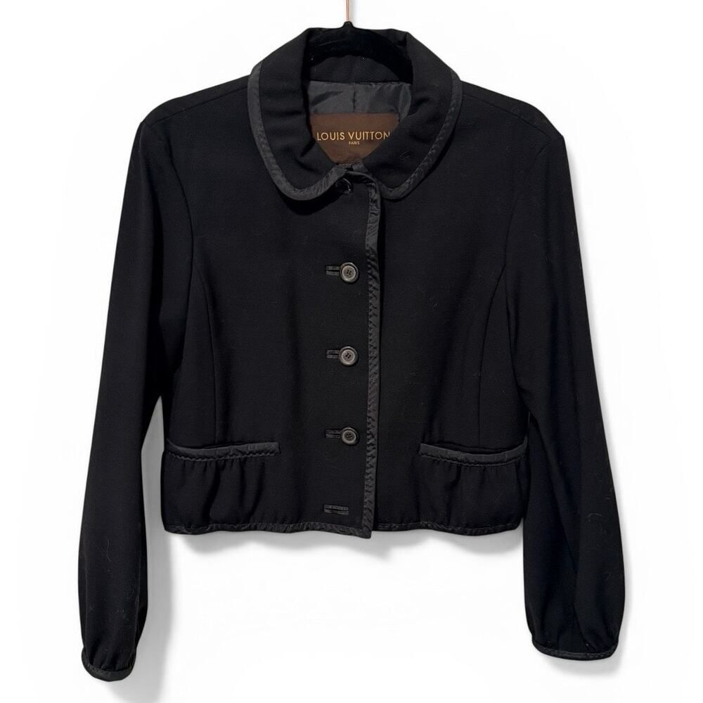 Louis Vuitton Black Wool Cropped Jacket Blazer 38